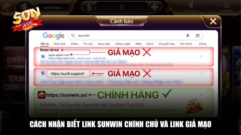 Cách nhận biết link Sunwin chính chủ và Link Giả Mạo