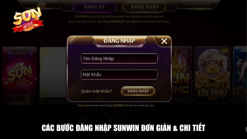 Các bước đăng nhập Sunwin đơn giản & chi tiết